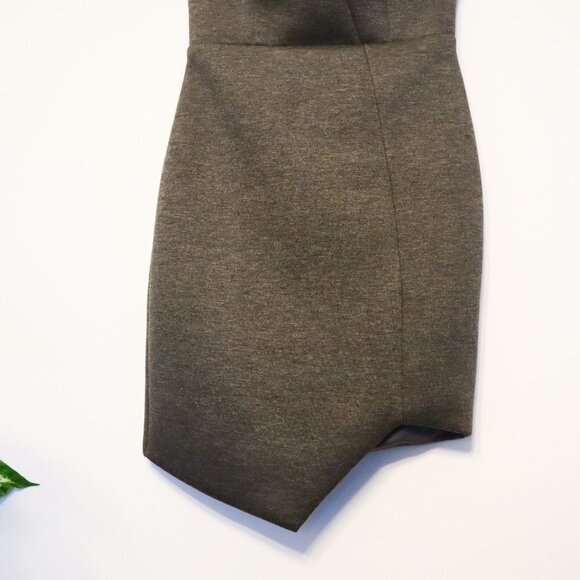 Lulus Quilted Cotton Dark Gray Strapless Dress Asymmetric Front - Picture 4 of 6